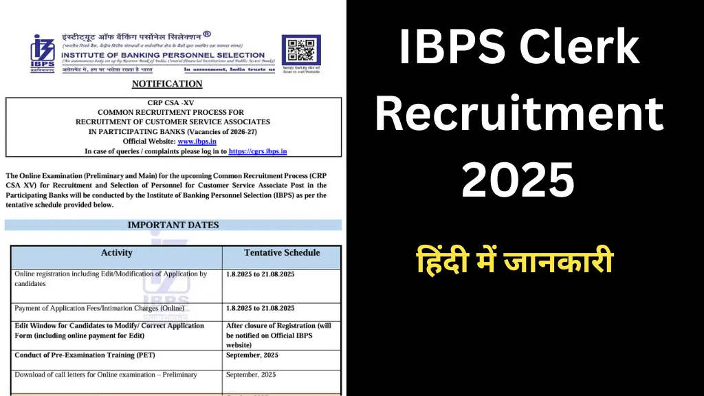 IBPS Clerk Recruitment 2025